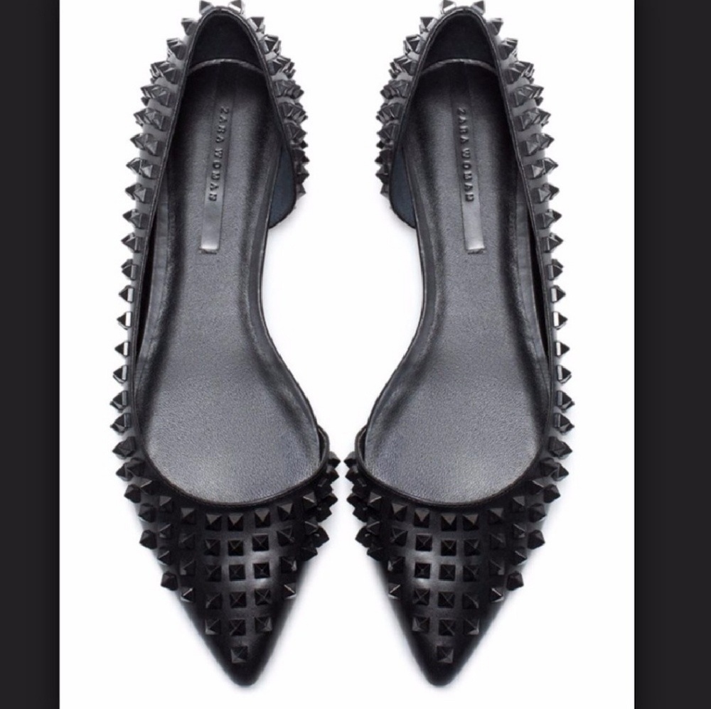 ISO Zara Studded Black Pointed Flats